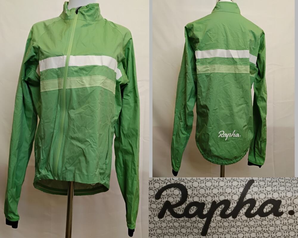 Rapha Cycling Rain Jacket Women's L Green Reflective Full Asymetric Zip #Z4949